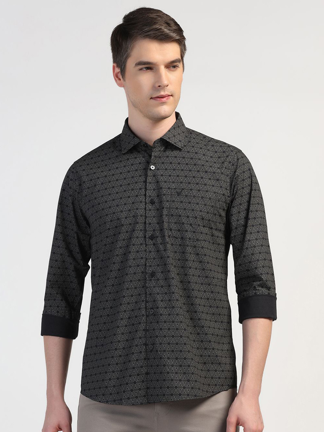 

Blackberrys Men Slim Fit Opaque Printed Casual Shirt, Black