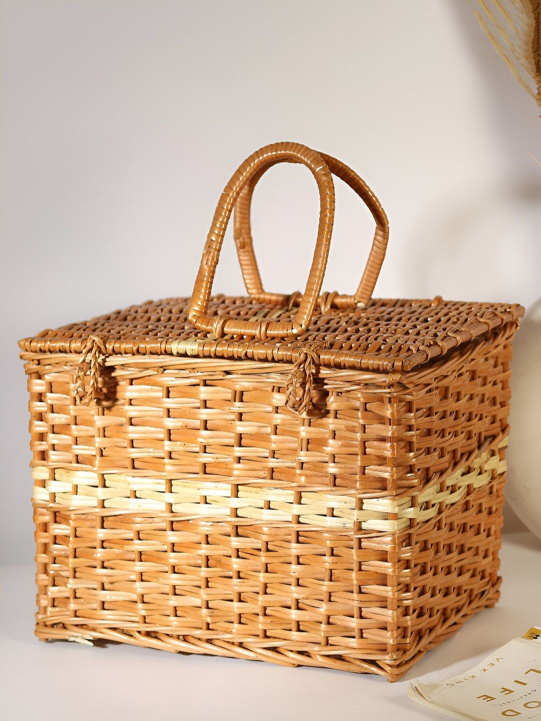 

HABERE INDIA Brown Self Design Reusable Seagrass Multi-Utility Basket