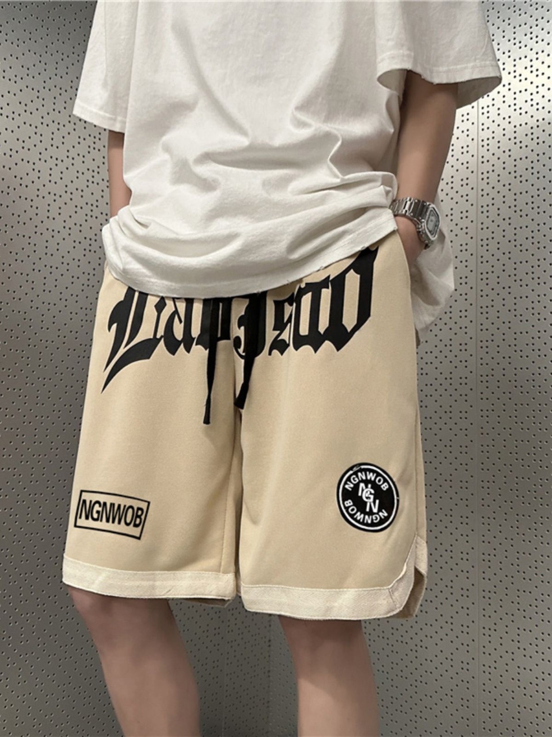 

StyleCast Men Self Design Printed Regular Fit Shorts, Beige