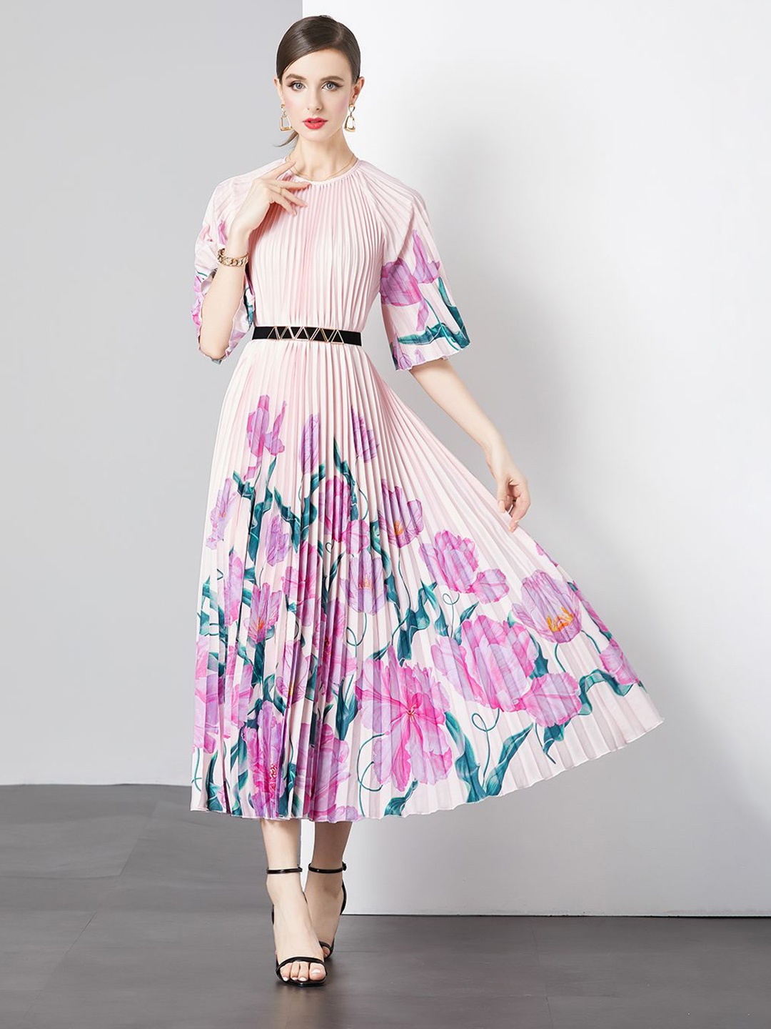

JC Collection Women Floral Printed Fit & Flare Midi Dress, White