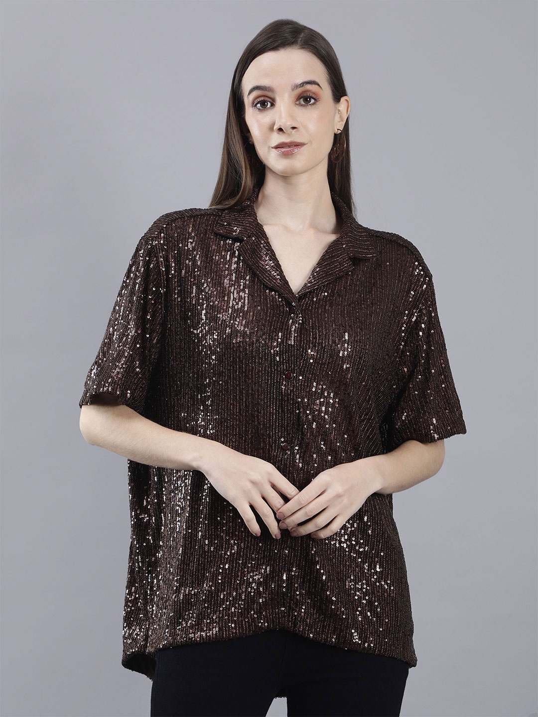 

SAFFE Women Opaque Casual Shirt, Brown
