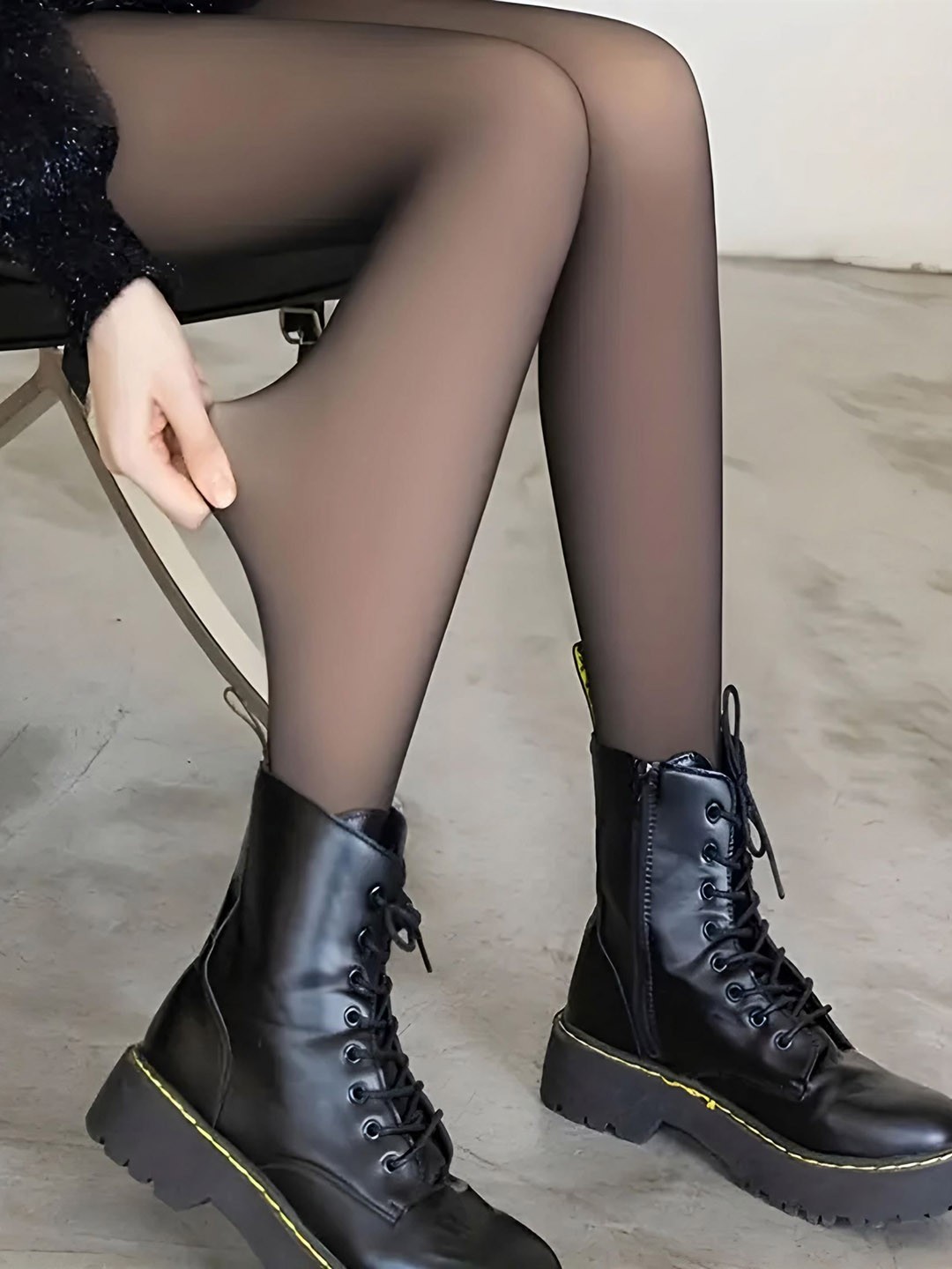 

Hill Islands Opaque Pantyhose DualTone Stockings, Black
