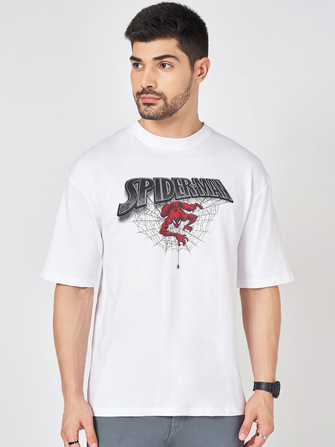 

SF JEANS by Pantaloons Men Graphic Printed Round Neck Cotton Oversized T-shirt, White