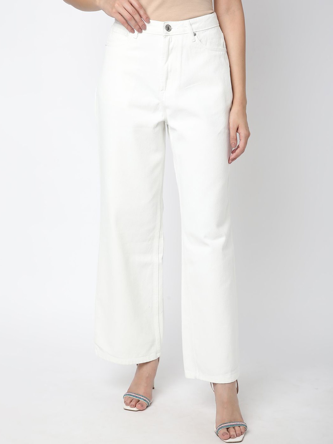 

R&B Women Relaxed Fit Mid-Rise Jeans, White