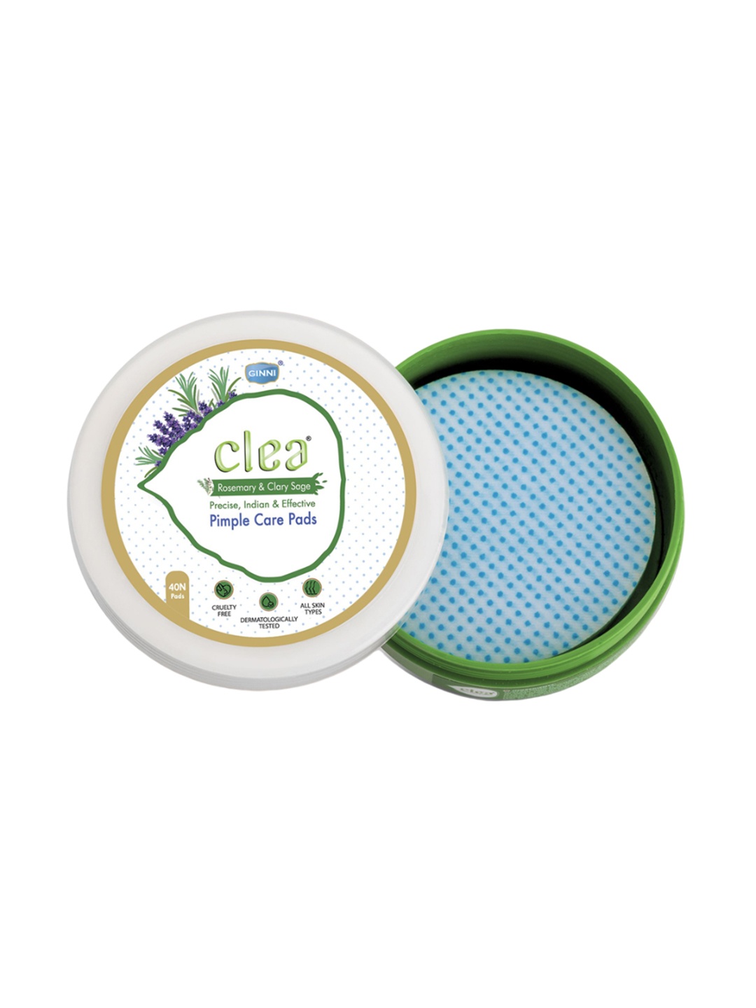 

Clea Rosemary & Clary Sage Pimple Care Pads-40N Pads, White