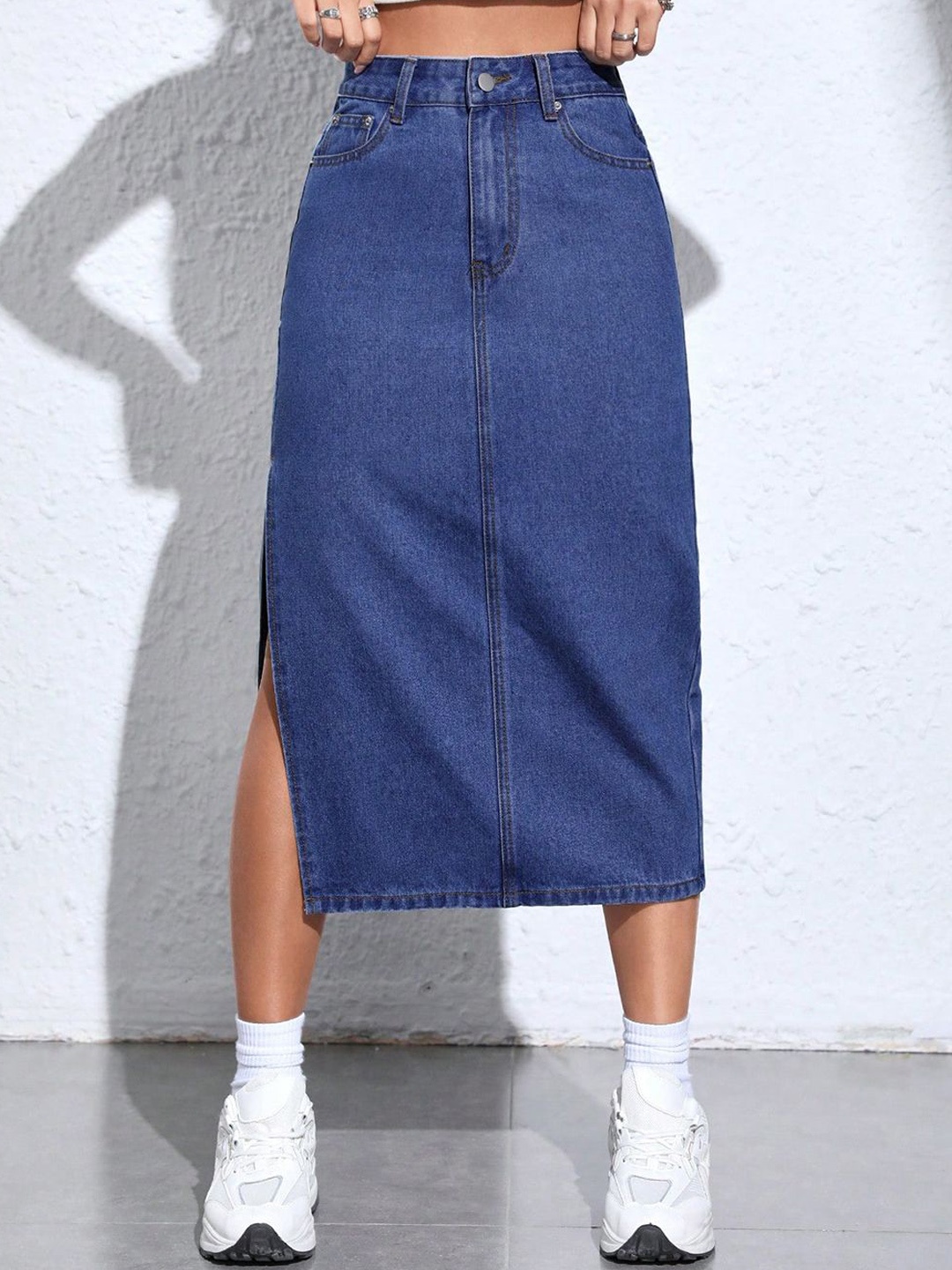 

Kotty Straight Midi Skirt, Blue