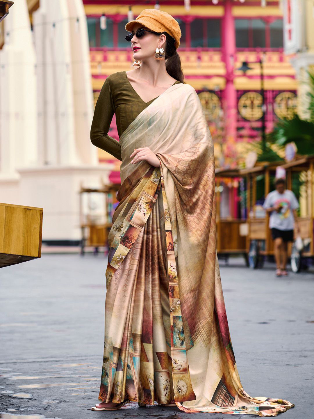 

Anouk Poly Crepe Saree, Beige