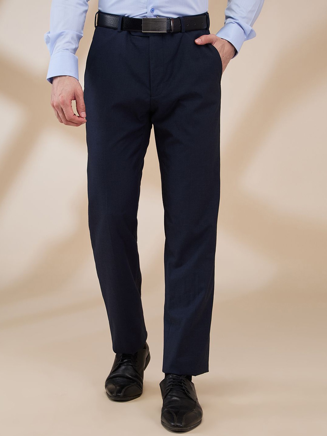 

Raymond Men Contemporary Fit Mid Rise Formal Trousers, Blue