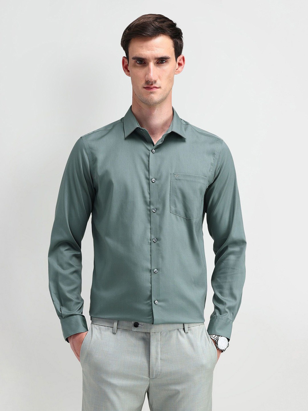 

Arrow Men Classic Opaque Formal Shirt, Green