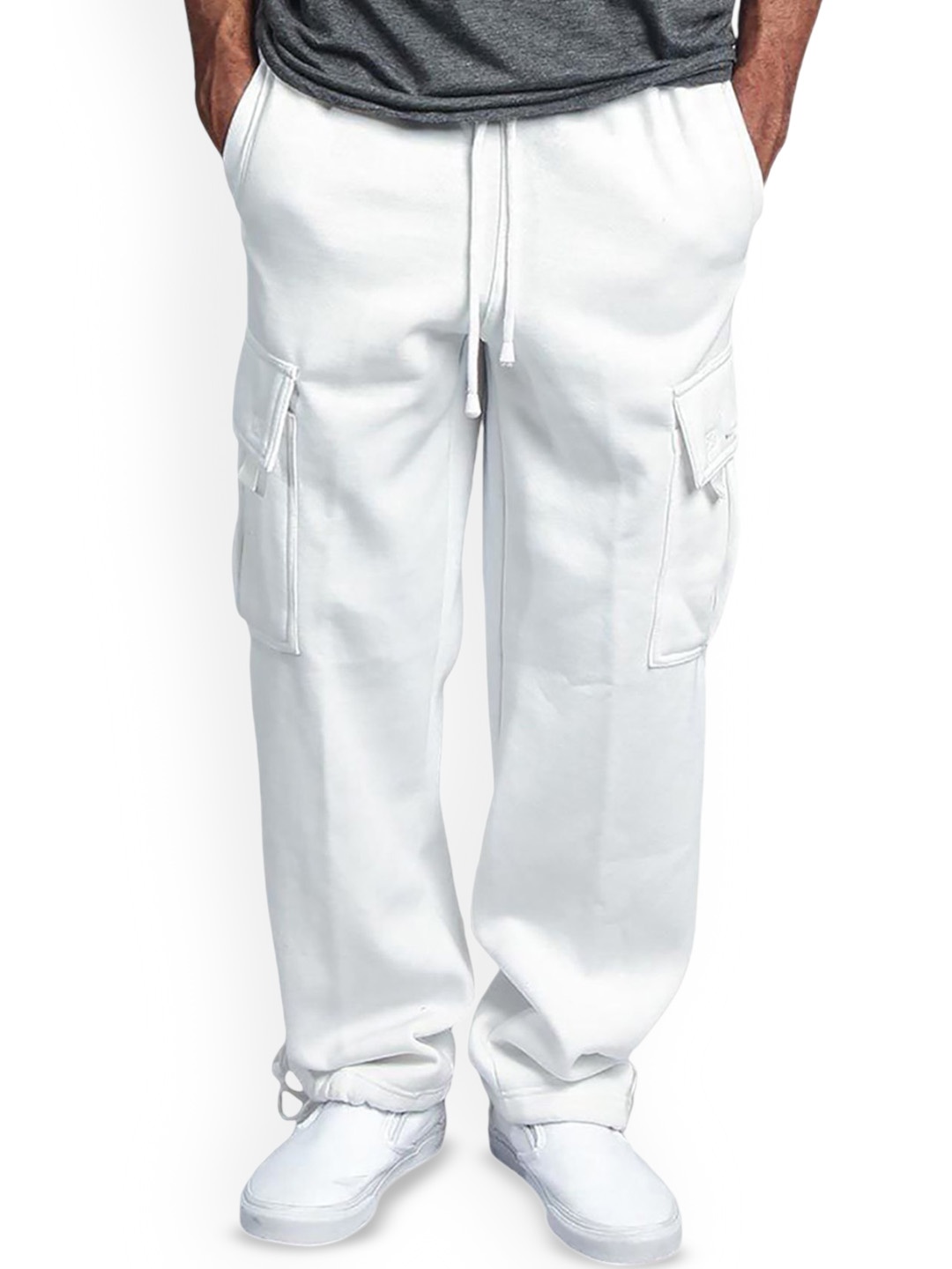 

StyleCast x Revolte Men Mid -Rise Regular Fit Cargos Trousers, White