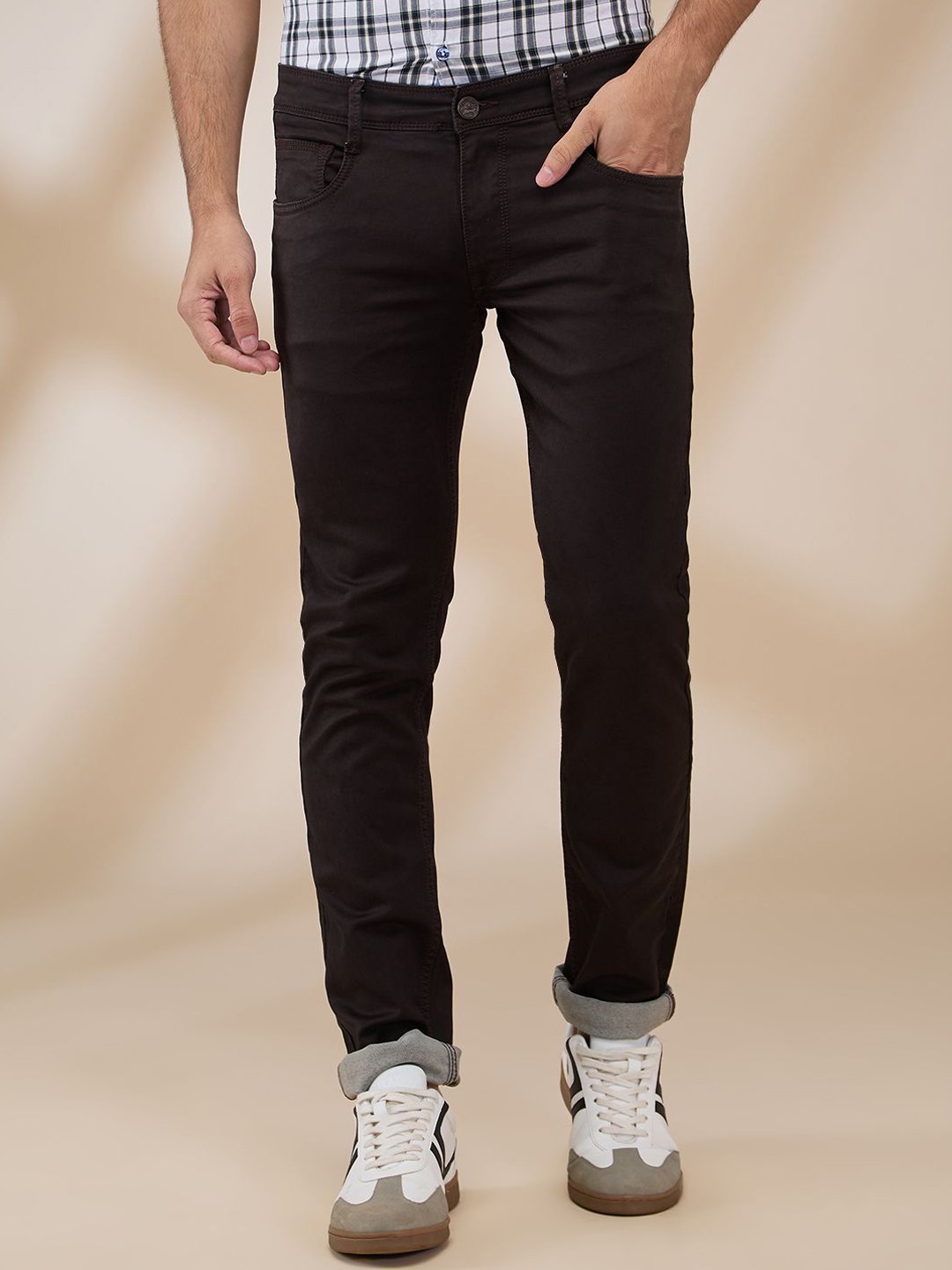 

Parx Men Tapered Fit Low-Rise Jeans, Black