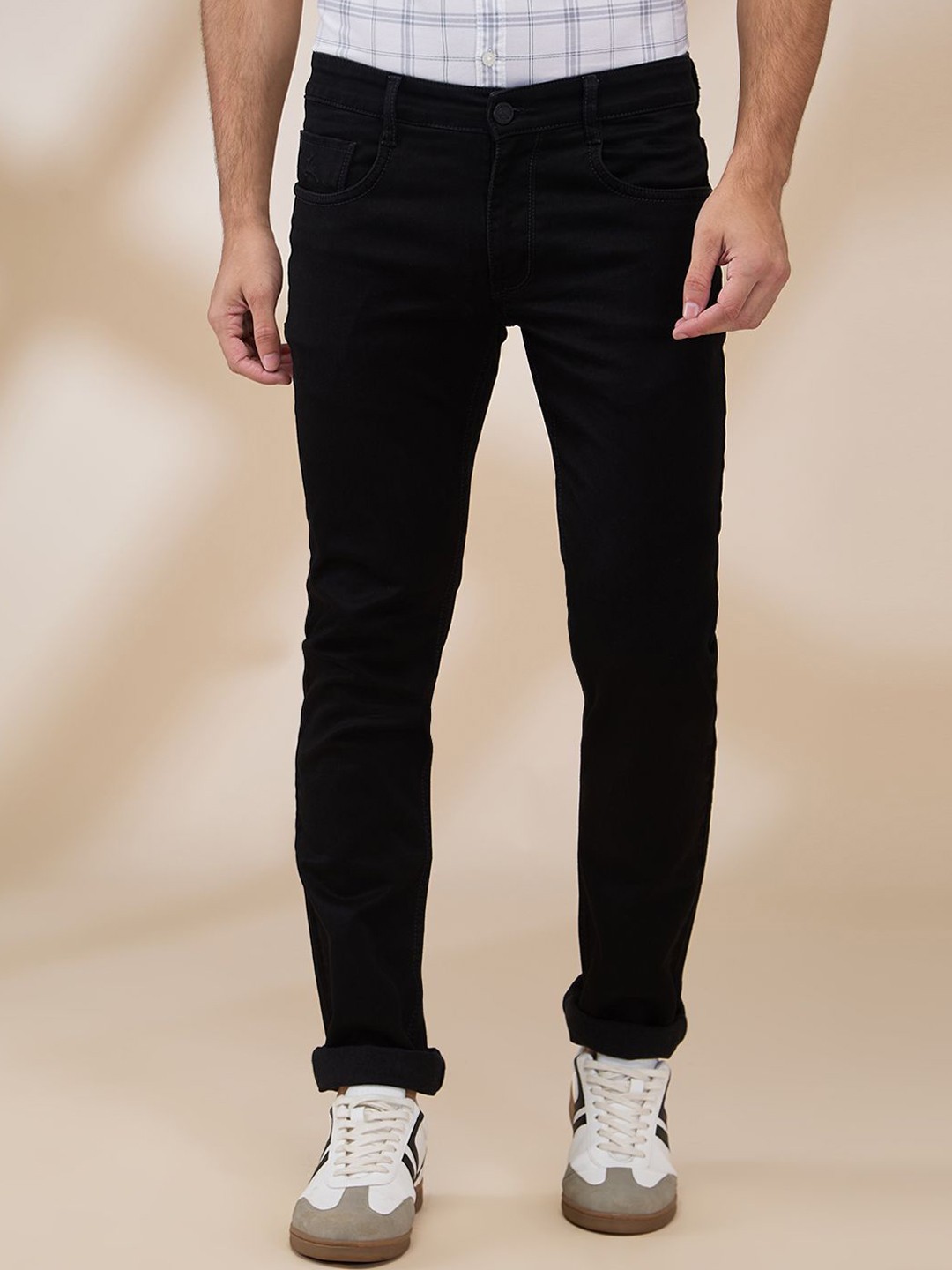 

Parx Men Slim Fit Low-Rise Cotton Jeans, Black