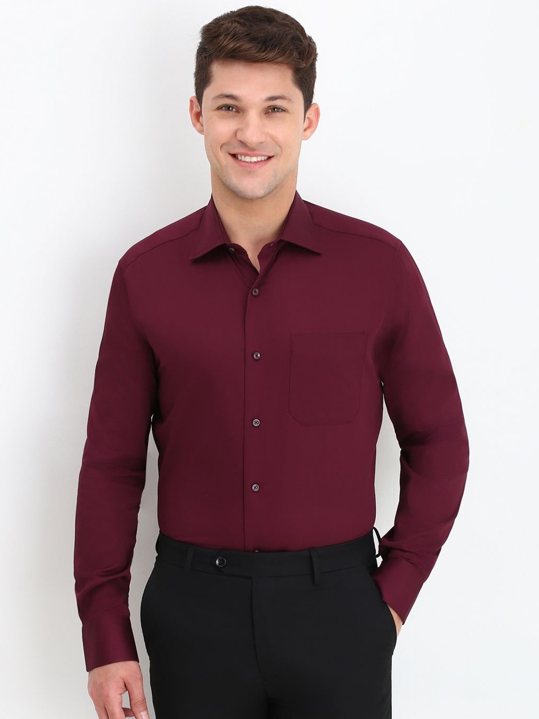 

Allen Solly Sport Men Spread Collar Solid Cotton Formal Shirt, Maroon