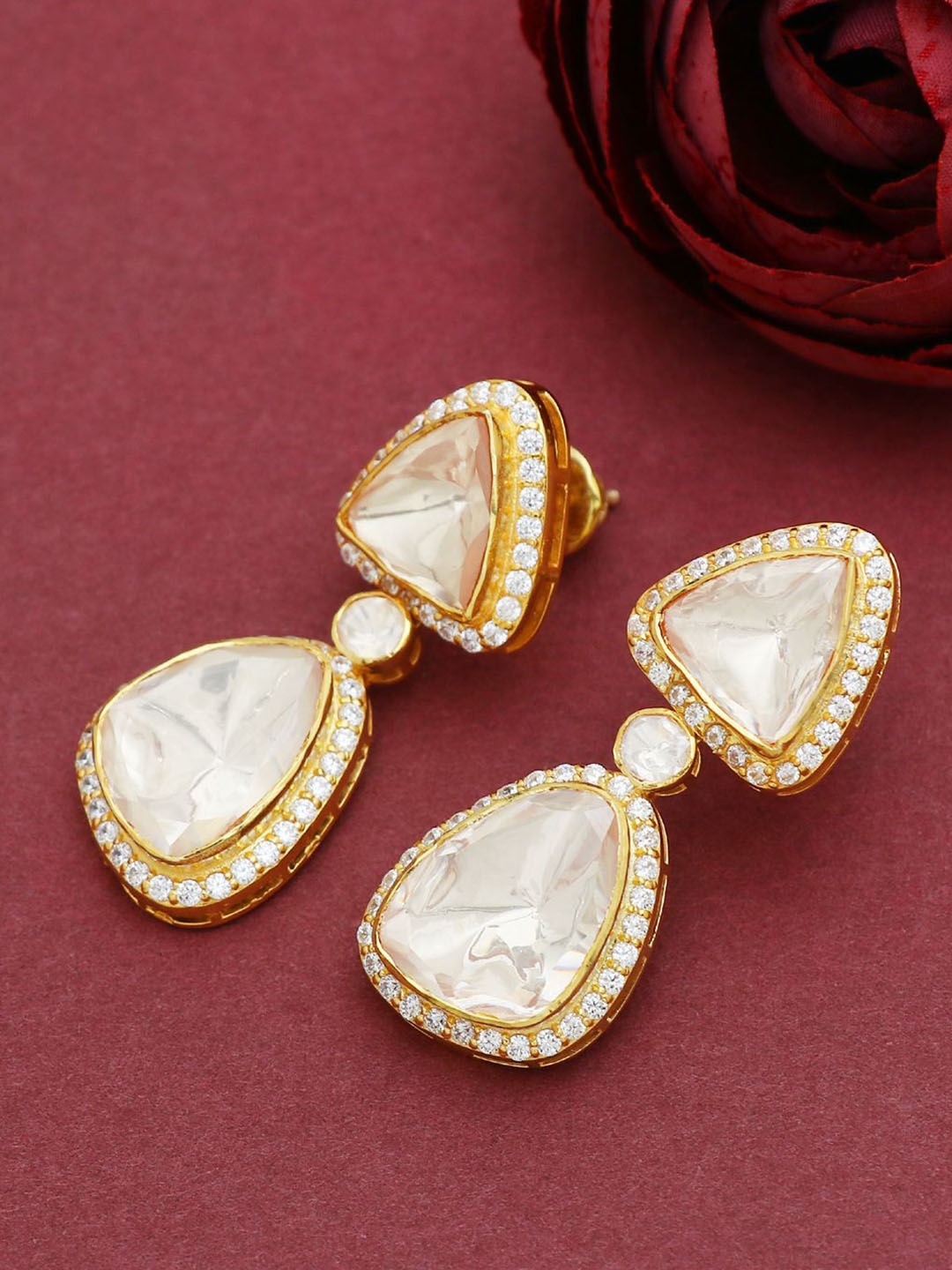 

Raj Gems Teardrop Shaped Drop Earrings, White