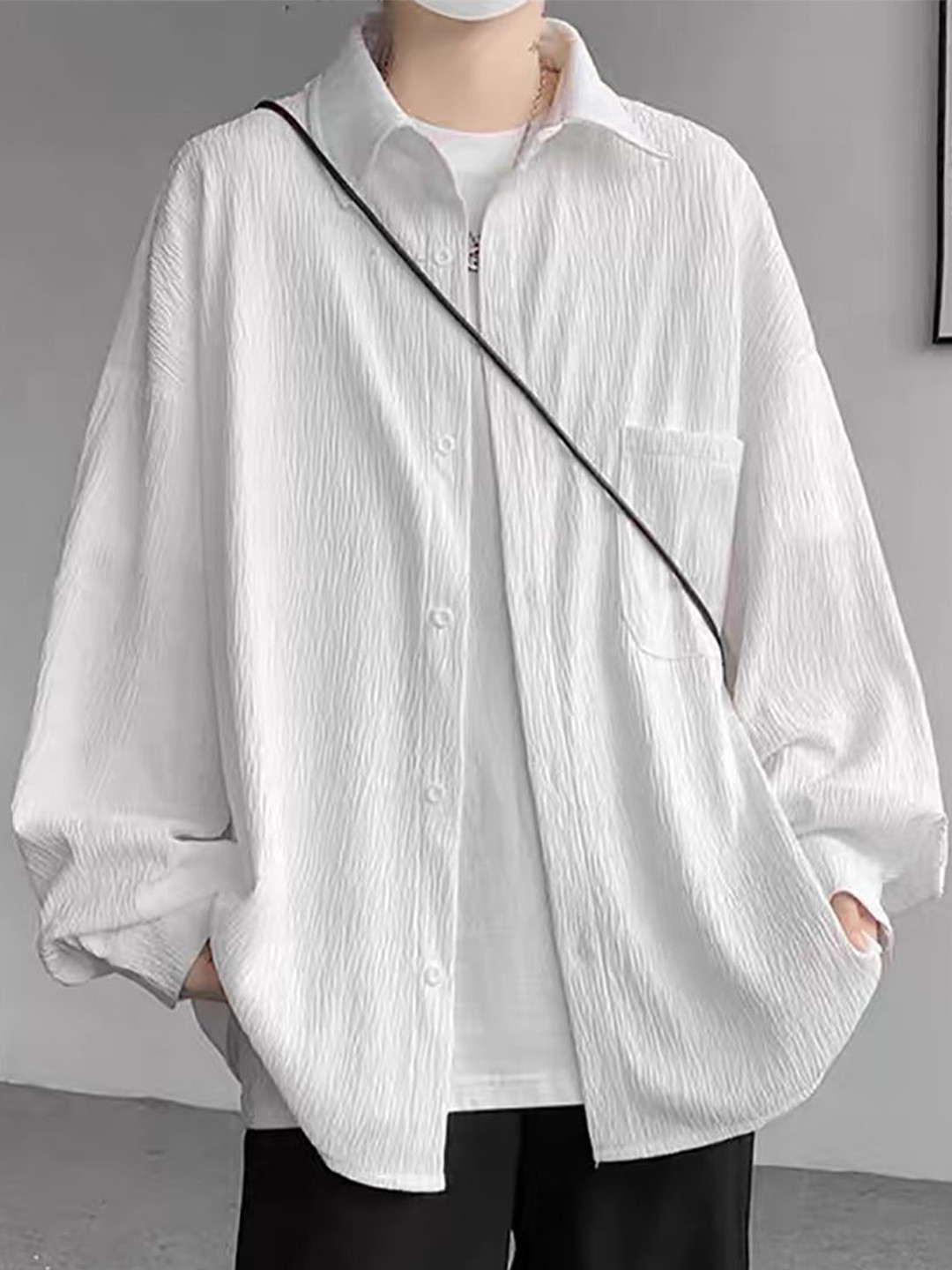 

StyleCast x Revolte Men Spread Collar Textured Casual Shirt, White