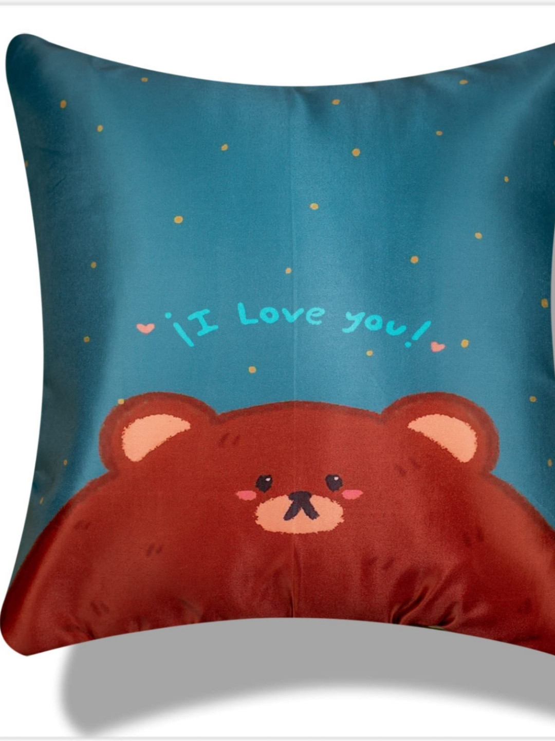 

Vendola Blue & Brown Quirky Printed Satin Square Cushion Cover