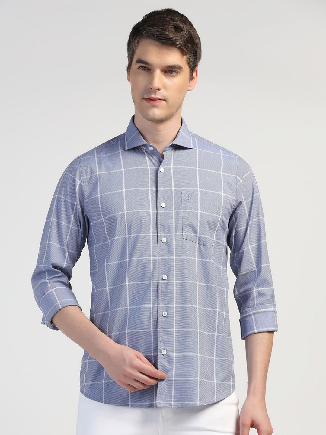 

Blackberrys Men Slim Fit Opaque Checked Casual Shirt, Blue