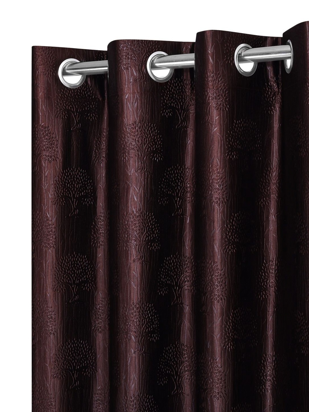 

REYANSH DECOR Brown 2 Pieces Floral Door Curtains