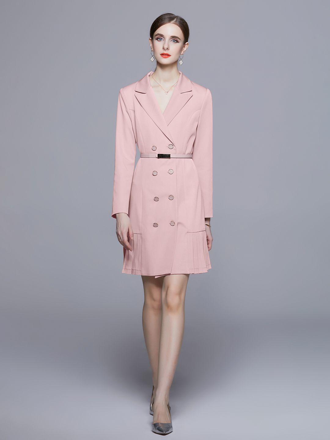 

JC Collection Shirt Collar Shirt Dress, Pink