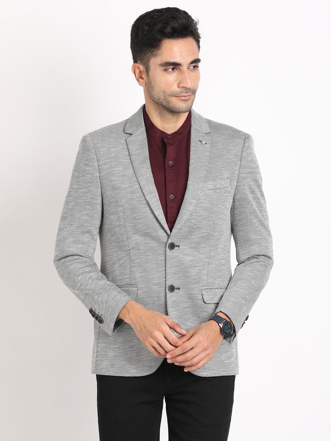 

Turtle Single-Breasted Casual Blazer, Grey melange
