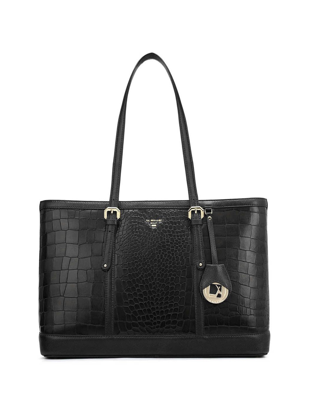 

Da Milano Textured Leather Shopper Tote Bag, Black