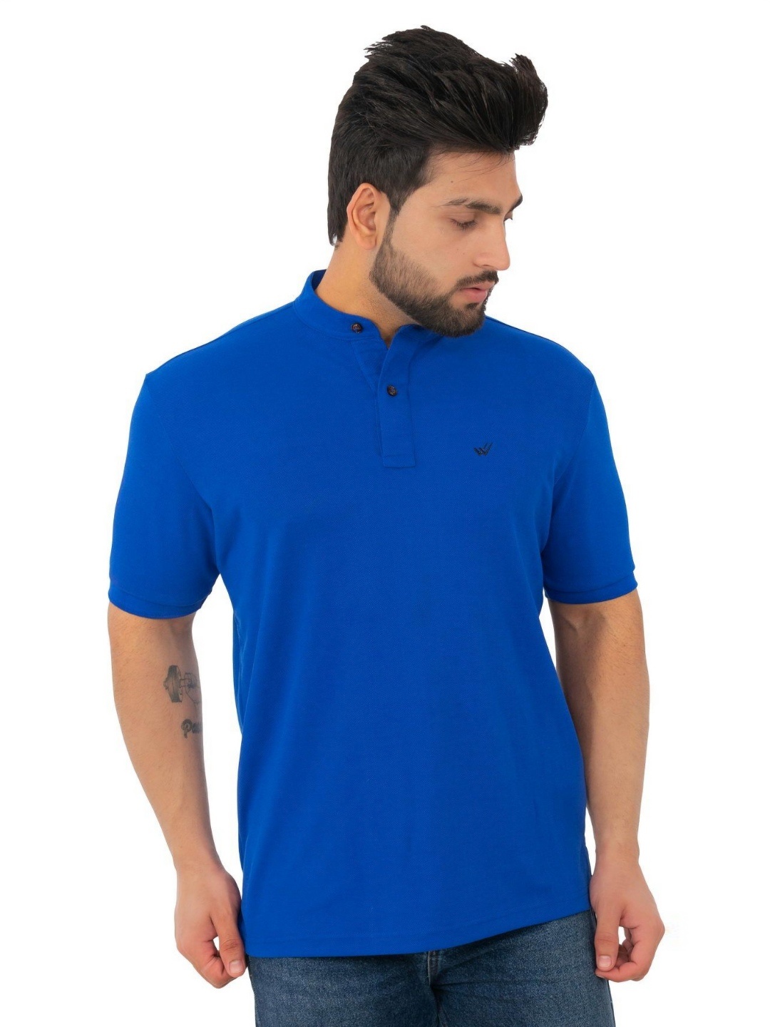 

WILD COPS Men Henley Neck T-shirt, Blue