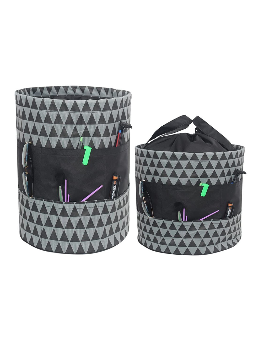 

prettykrafts Black & Grey 2 Pieces Multi-Utility Organisers
