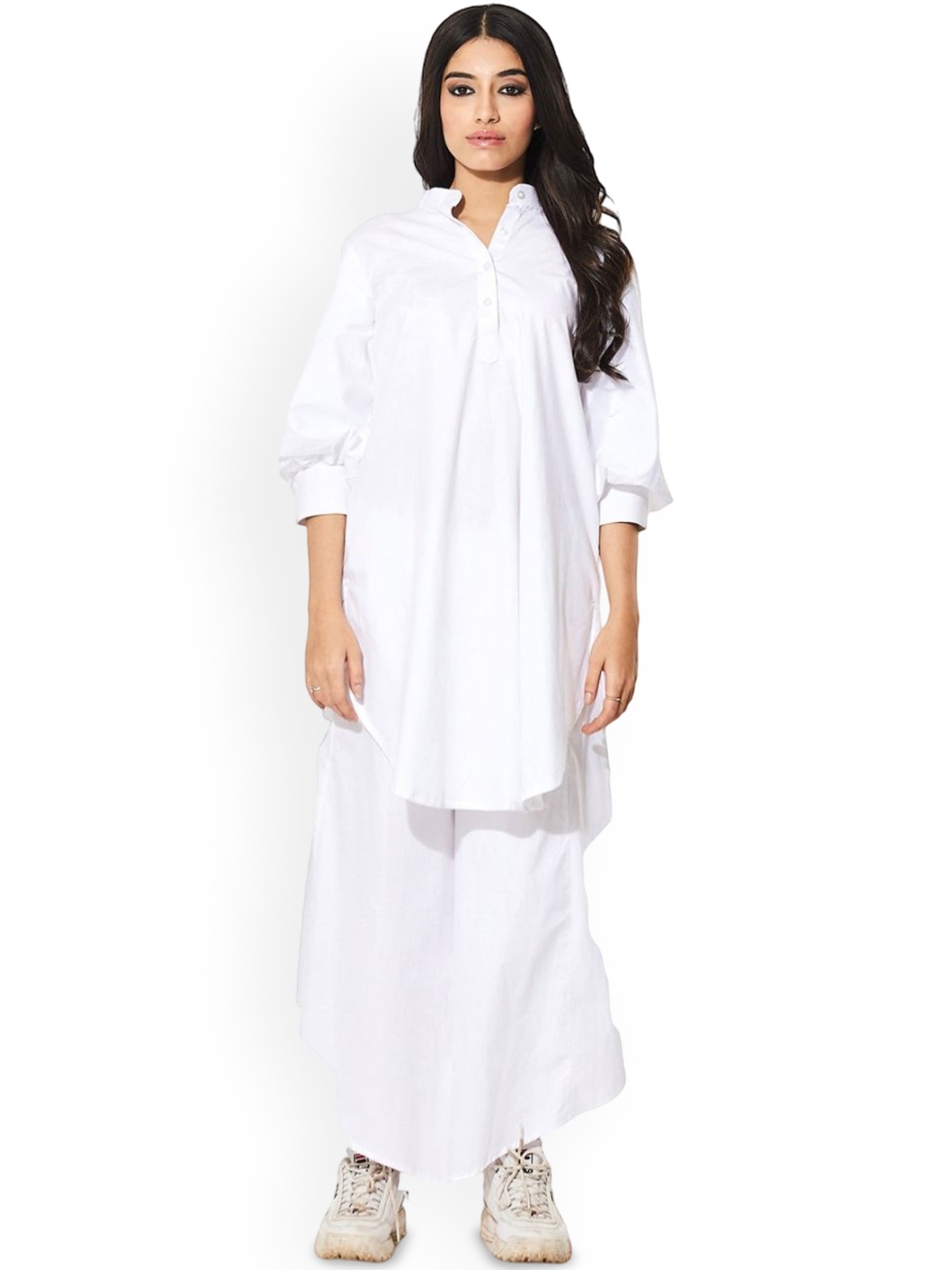 

SIL SILA Mandarin Collar Top With Palazzo, White