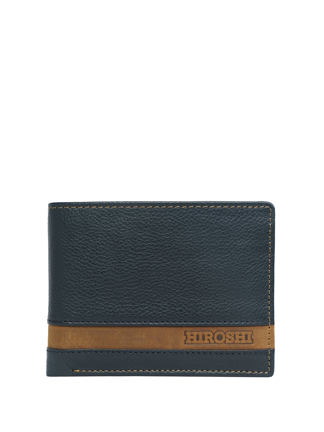 

HIROSHI Men Leather Two Fold Wallet, Black
