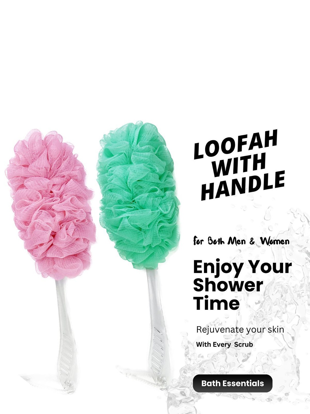 

CareDone Set Of 2 Long Loofah With Handle, Green