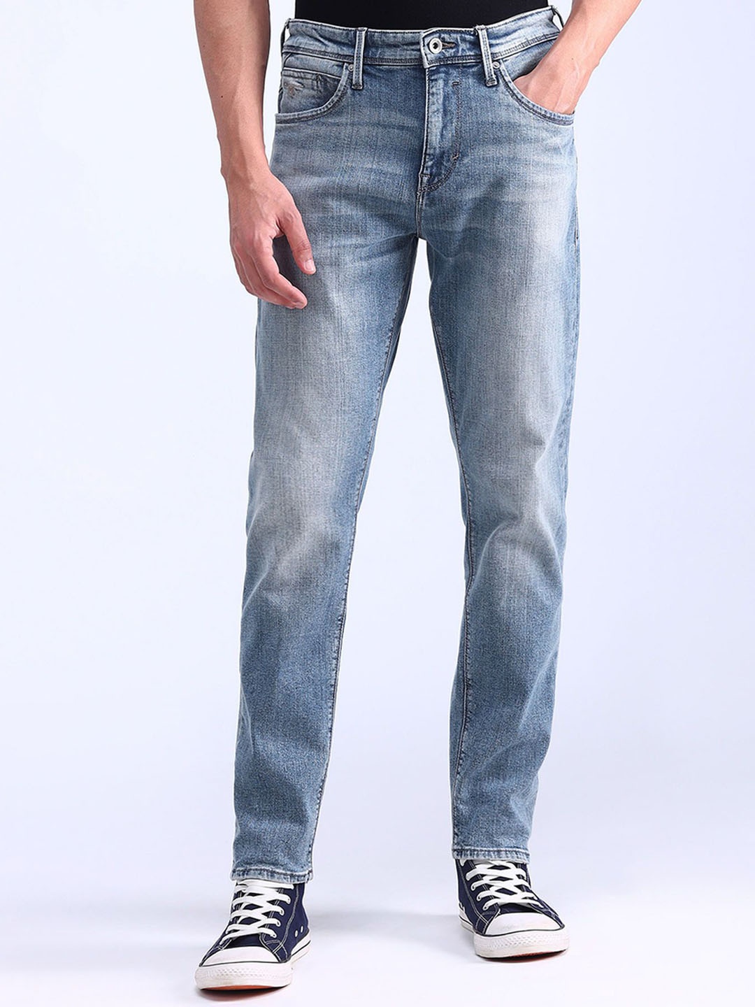 

Flying Machine Men Slim Fit Heavy Fade Stretchable Jeans, Blue