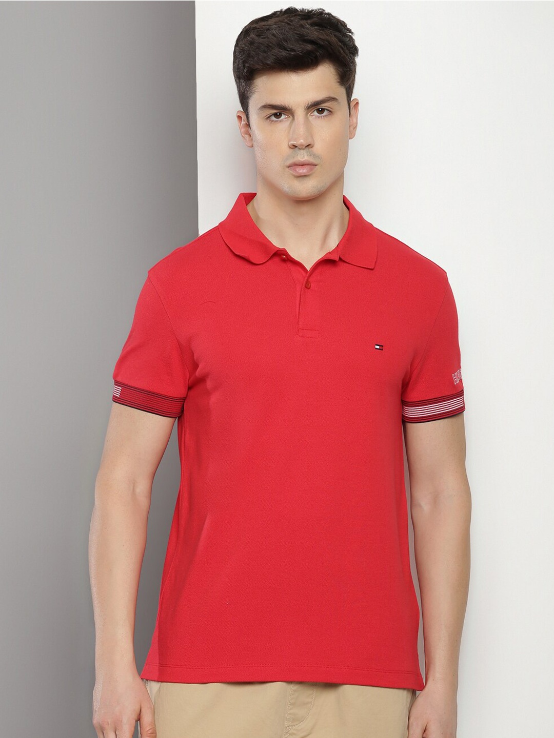 

Tommy Hilfiger Polo Collar Slim Fit Cotton T-shirt, Red