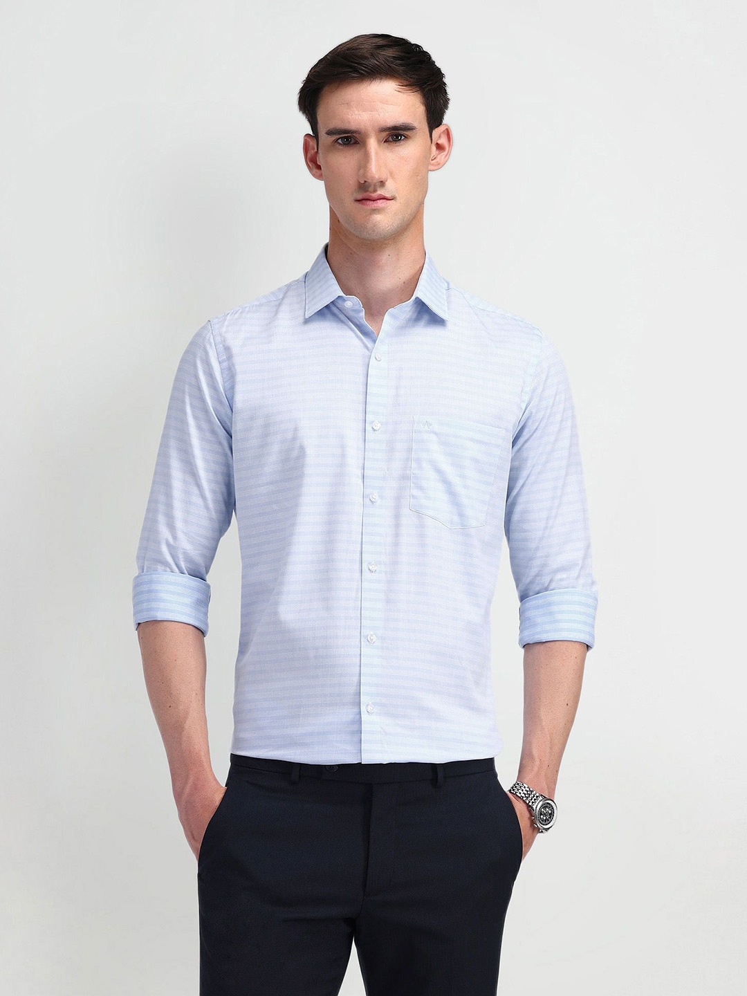 

Arrow Men Classic Opaque Checked Formal Shirt, Blue