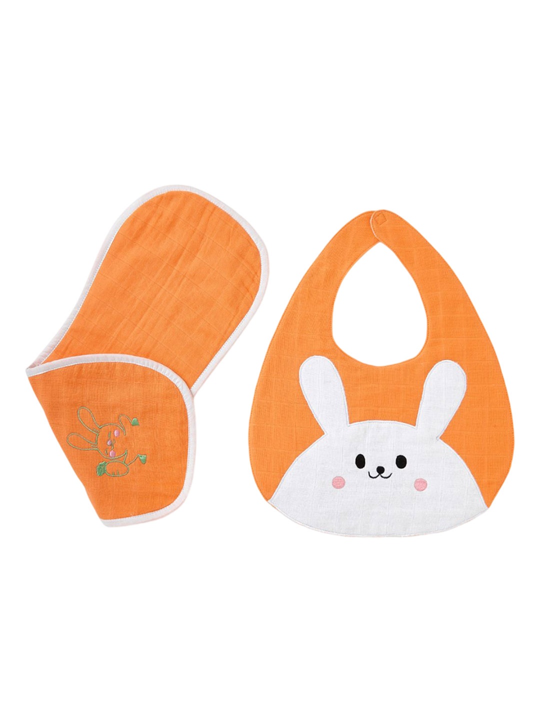 

The White Cradle Infants Printed Bib & Burp Cloth, Orange