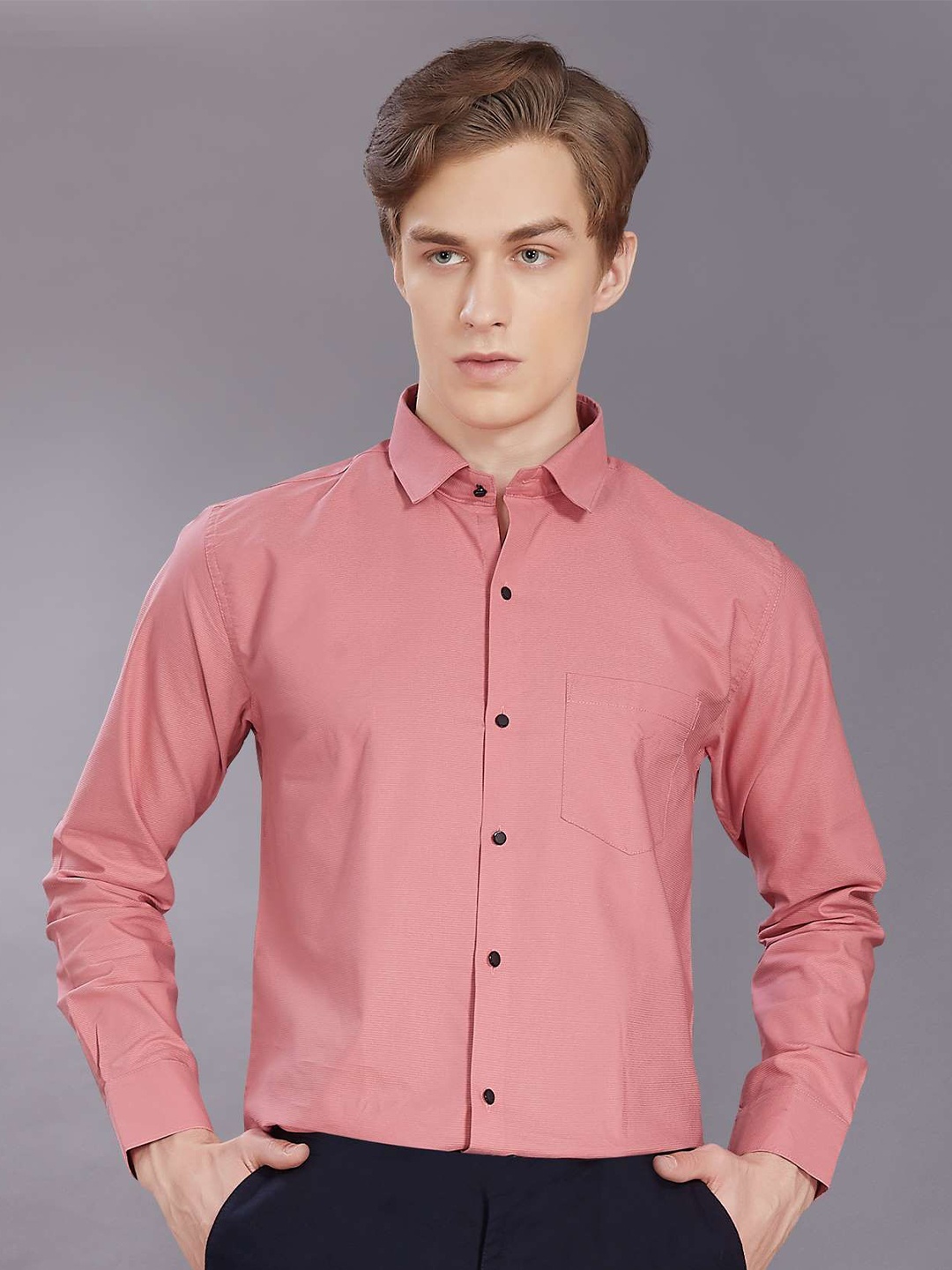 

DIVISIVE Men Club Slim Fit Opaque Casual Shirt, Pink