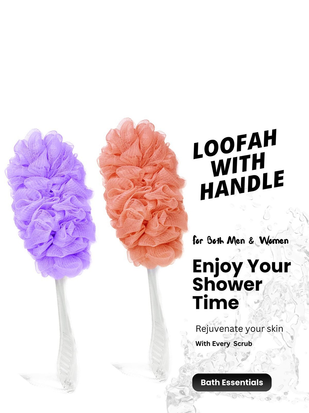 

CareDone Set Of 2 Long Loofah With Handle, Purple