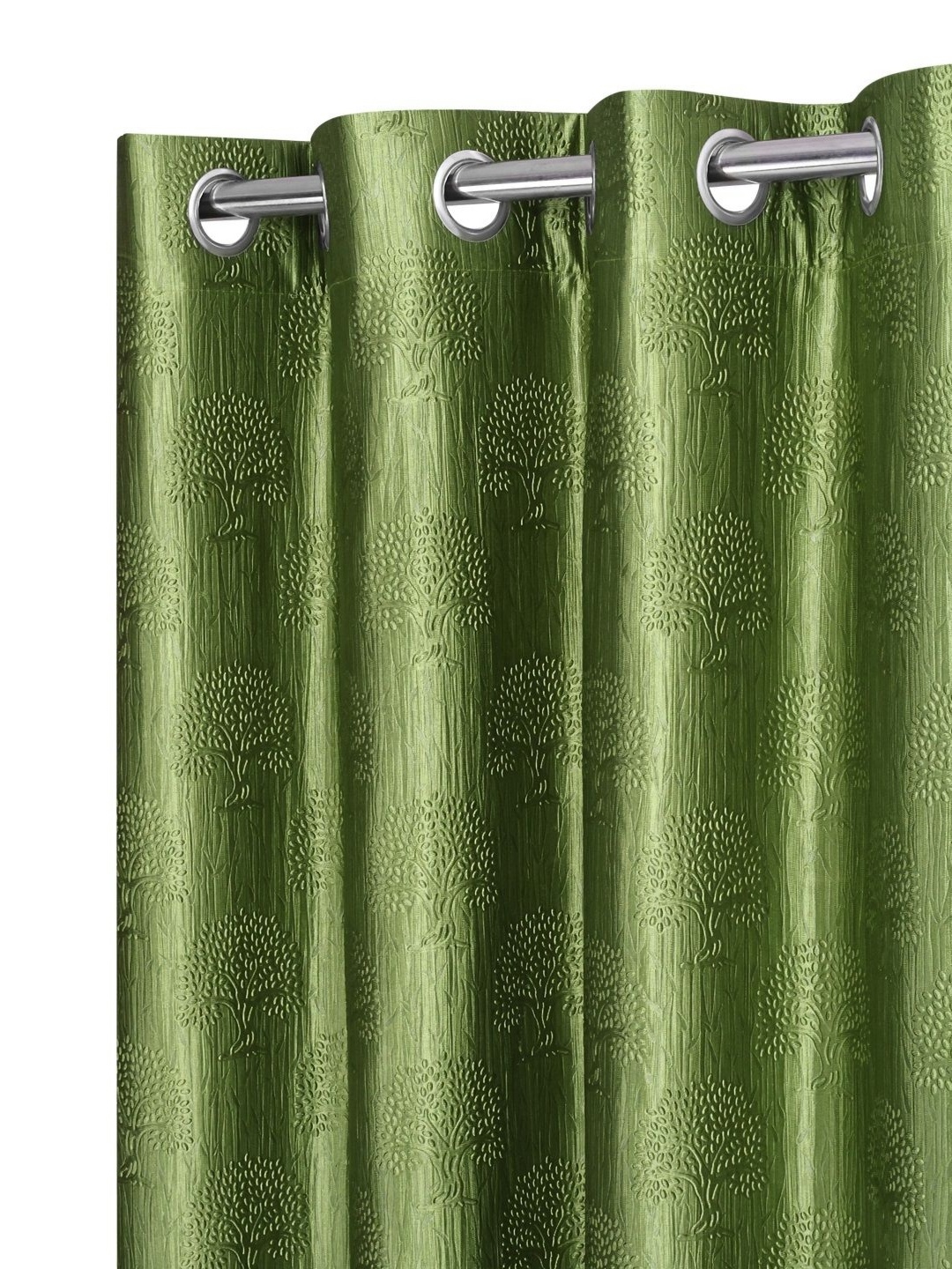 

REYANSH DECOR Green 2 Pieces Floral Window Curtains