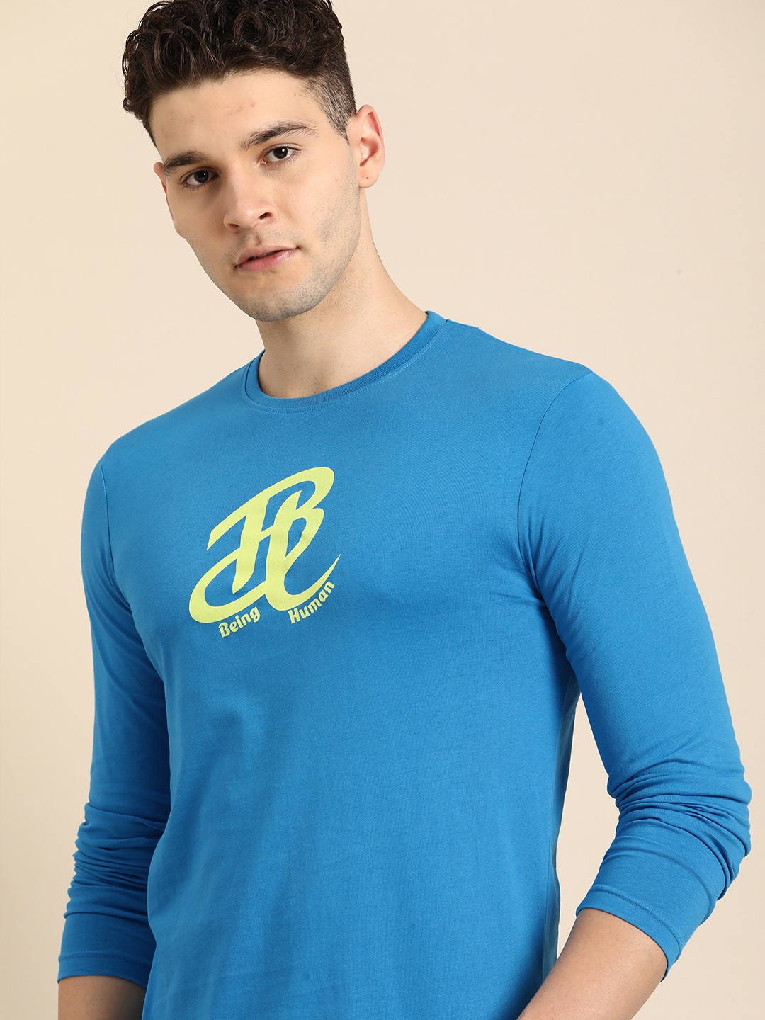 

Being Human Brand Logo Printed Pure Cotton T-shirt, Blue