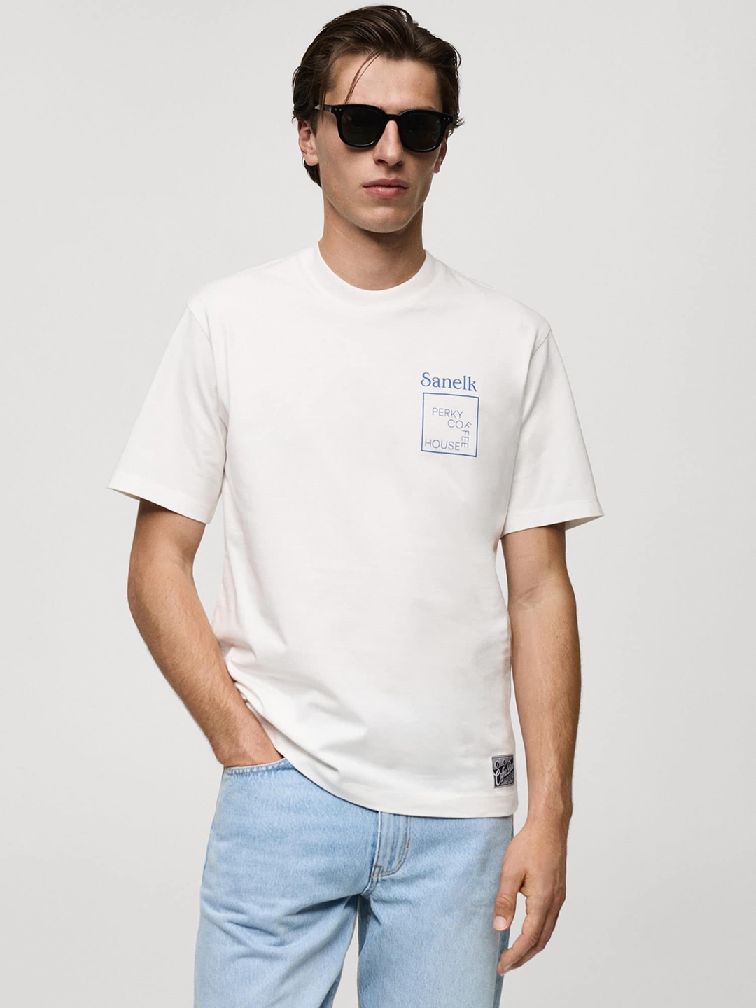

MANGO MAN Pure Cotton T-shirt, White