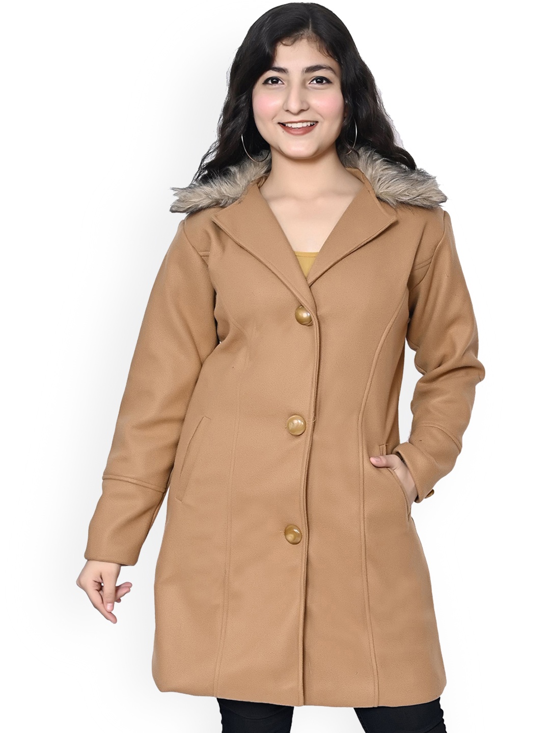 

BAESD Women Single-Breasted Winter Overcoat, Brown