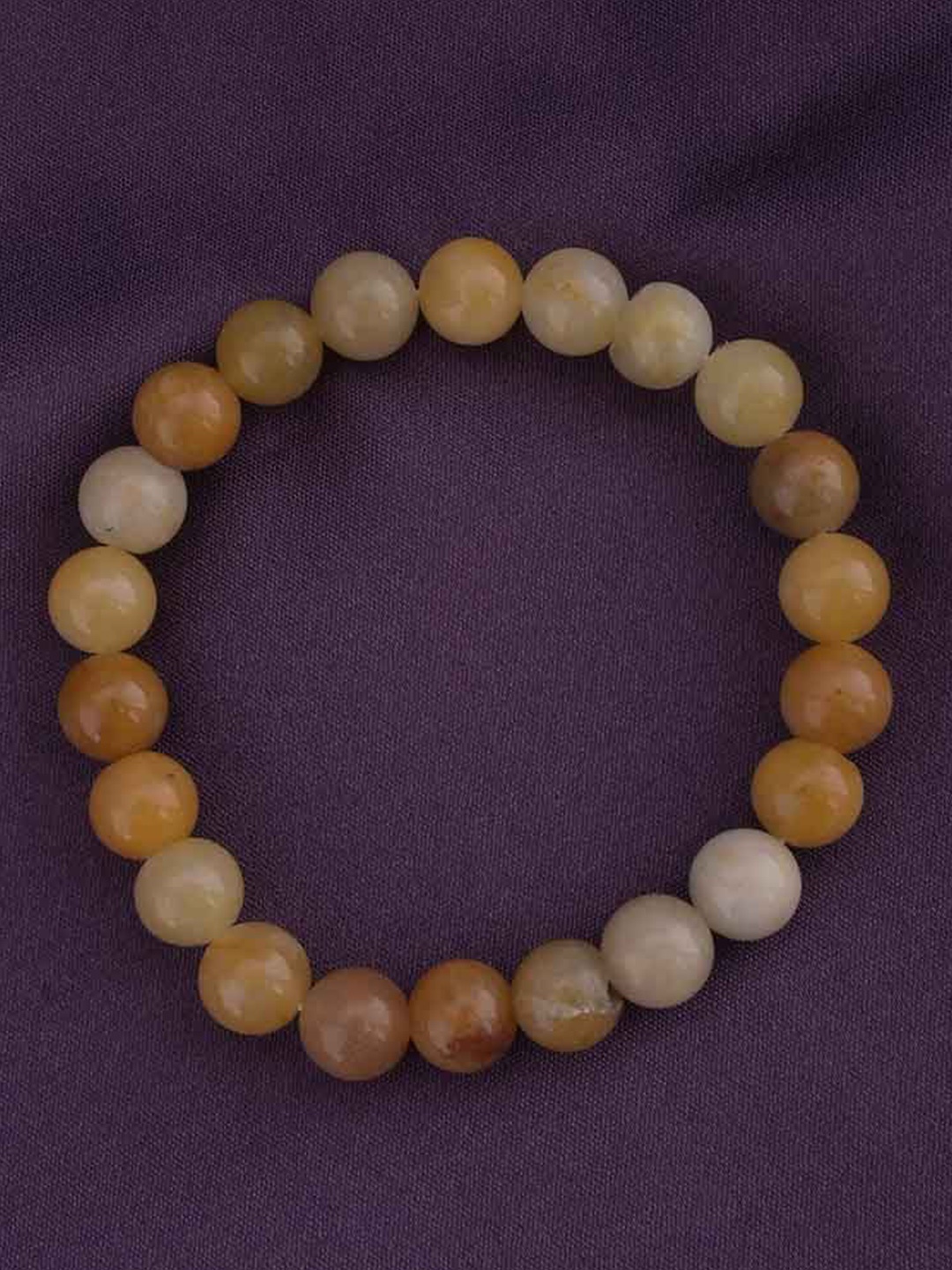 

PALMONAS Men Stainless Steel Artificial Beads Jade Beaded Bracelet, Yellow