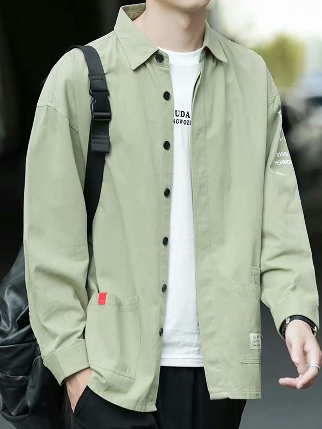 

StyleCast x Revolte Men Spread Collar Solid Casual Shirt, Green