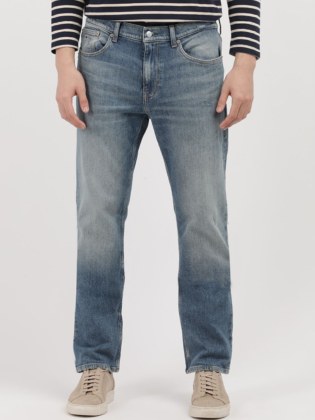 

Tommy Hilfiger Men Mid-Rise Light Fade Cotton Jeans, Blue