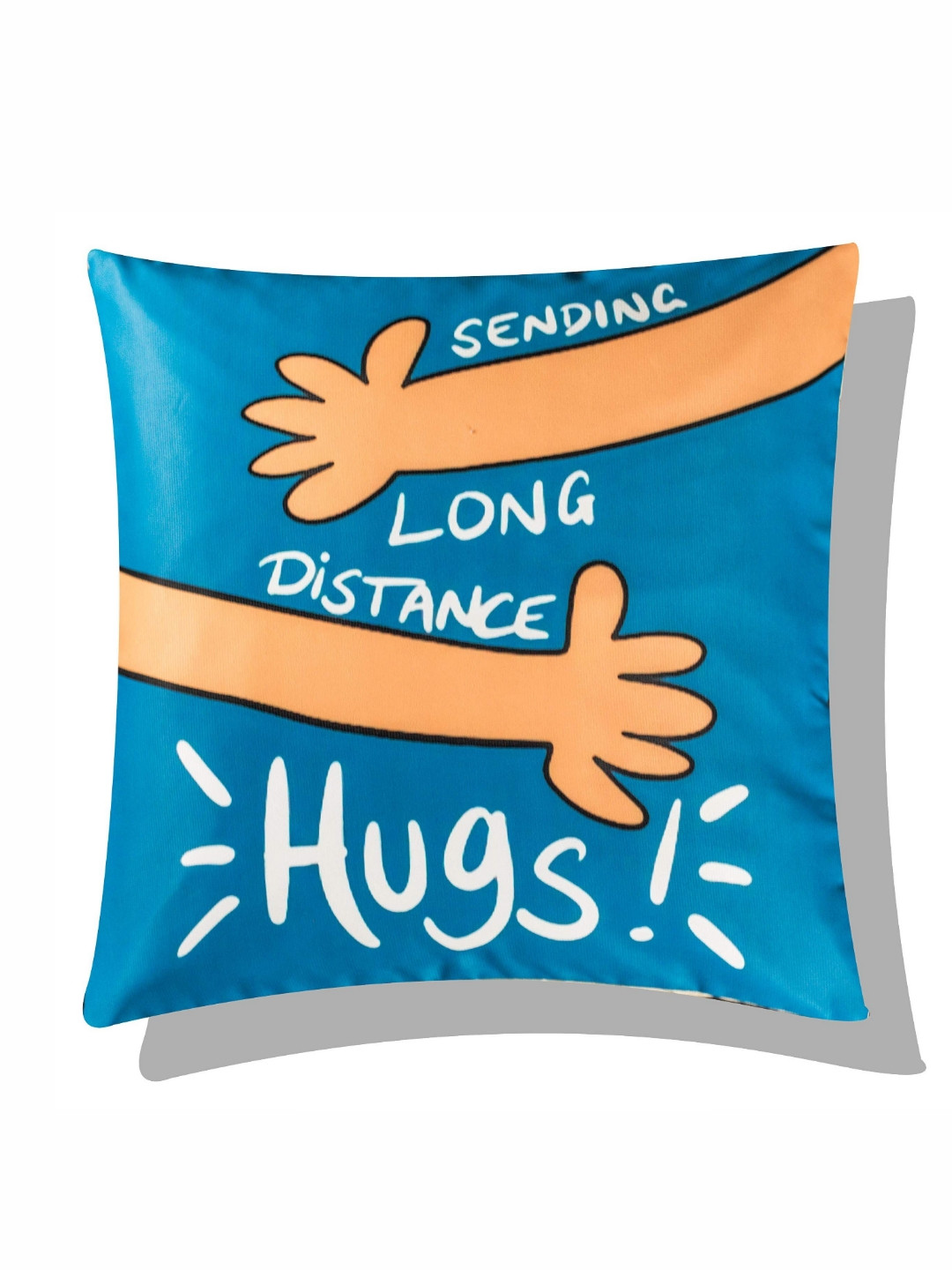 

Vendola Blue & White Typography Printed Satin Square Cushion Cover