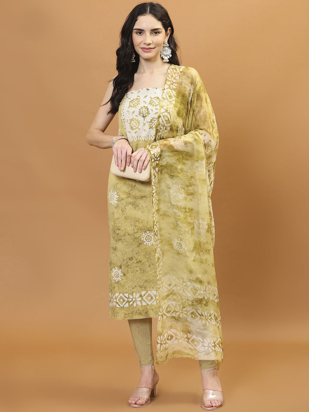 

Meena Bazaar Printed Unstitched Dress Material, Yellow