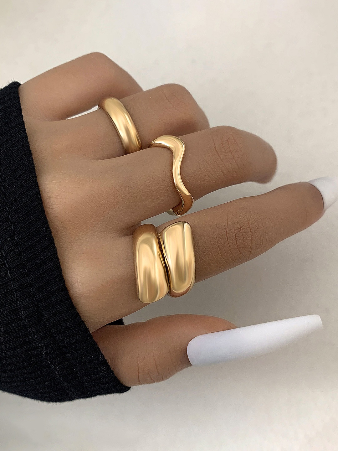 

Jewels Galaxy Set Of 3 Gold-Plated Finger Rings