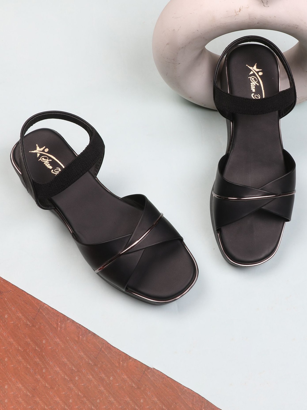 

STARTOES Embellished Wedge Sandals, Black