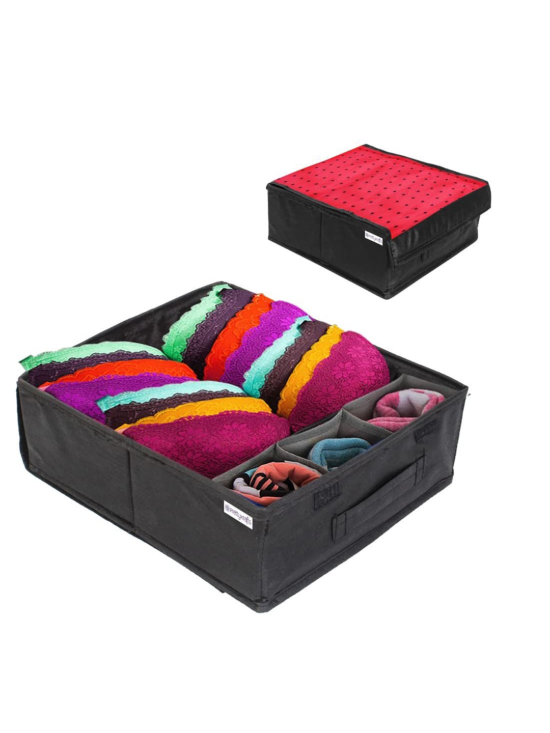 

prettykrafts Red & Black Printed Reusable Multi-Utility Organisers