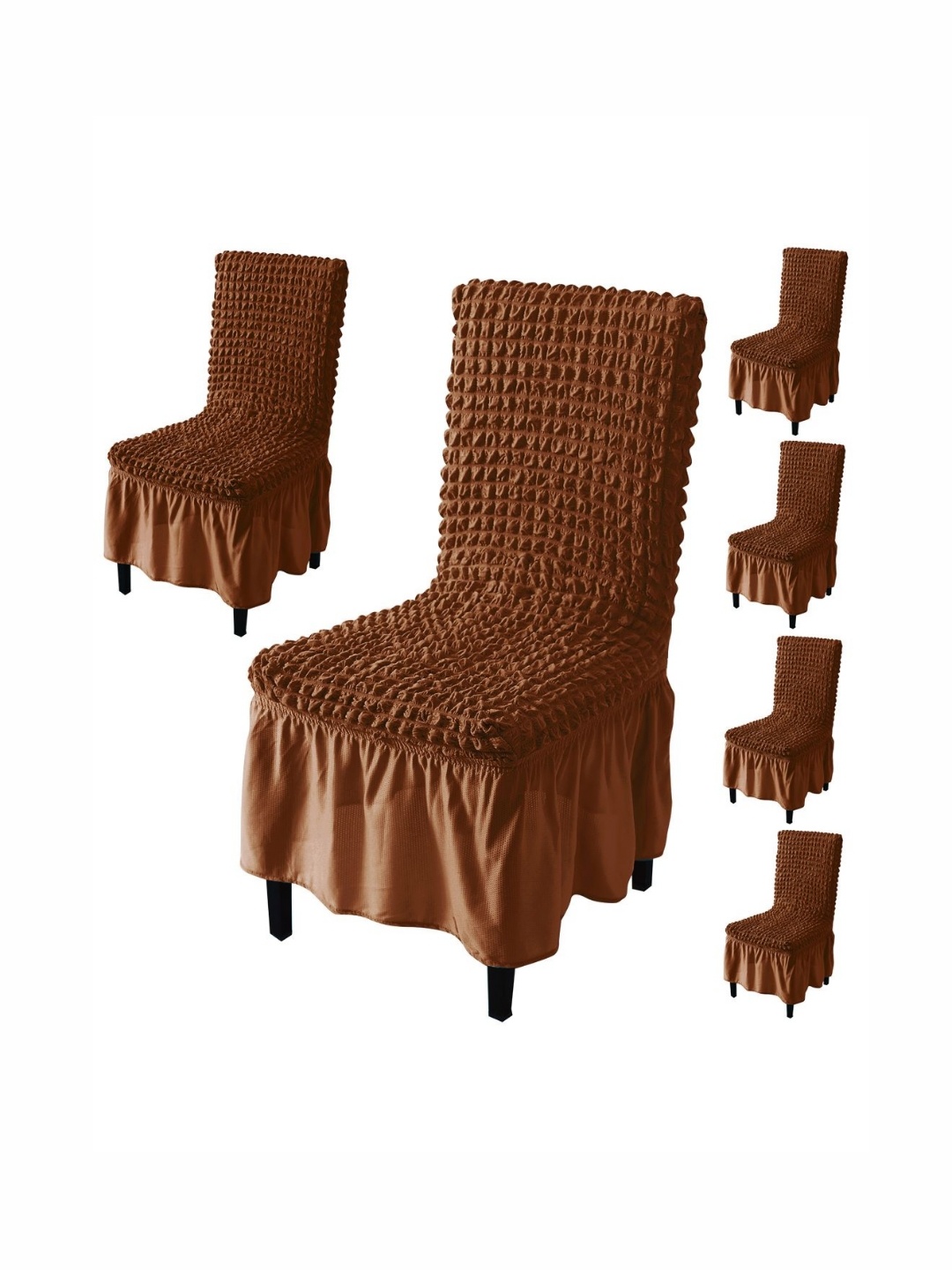 

HOKIPO Brown 6 Pieces Textured Stretchable Chair Covers