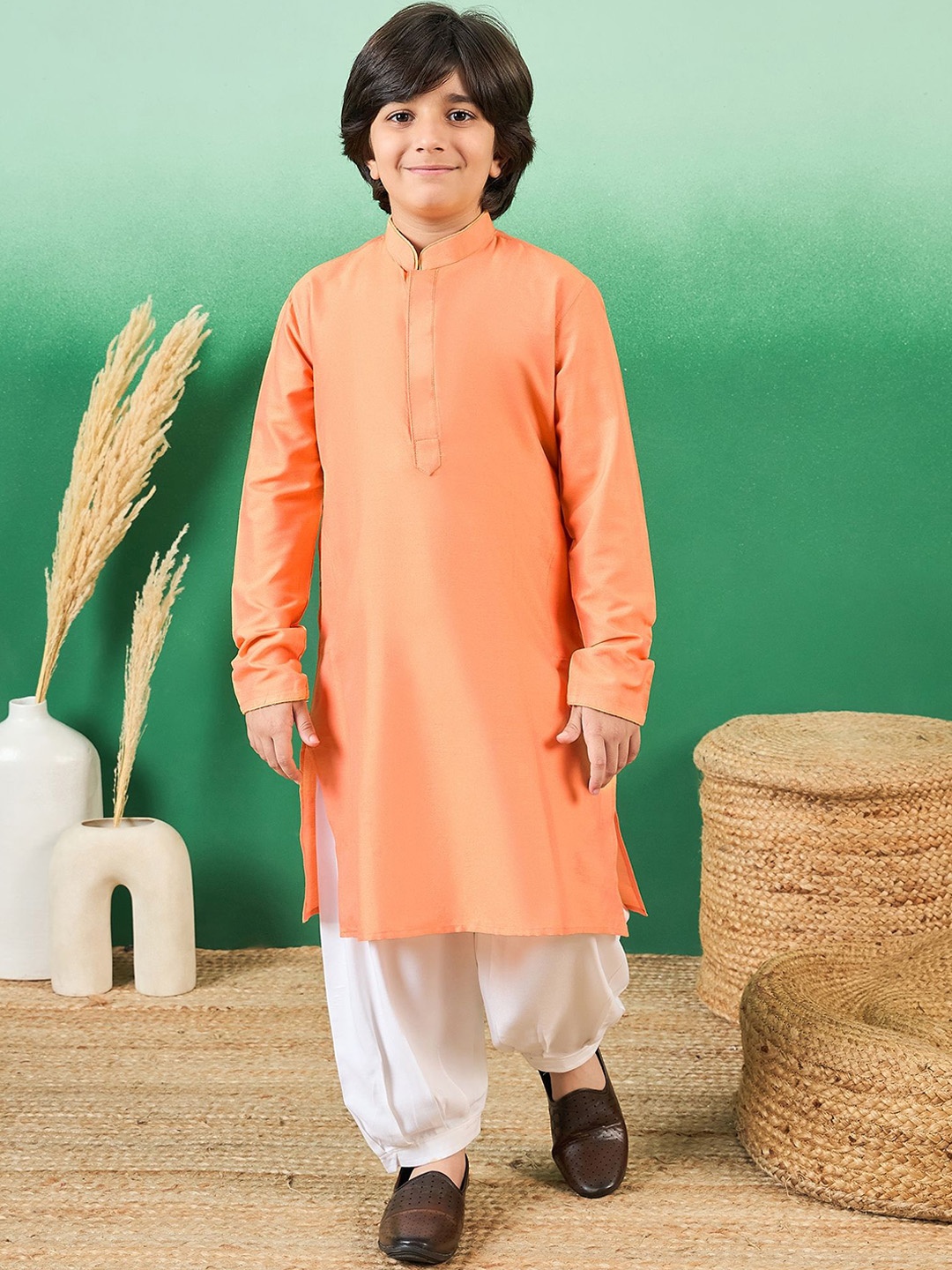 

Sangria Boys Kurta With Patiala, Orange